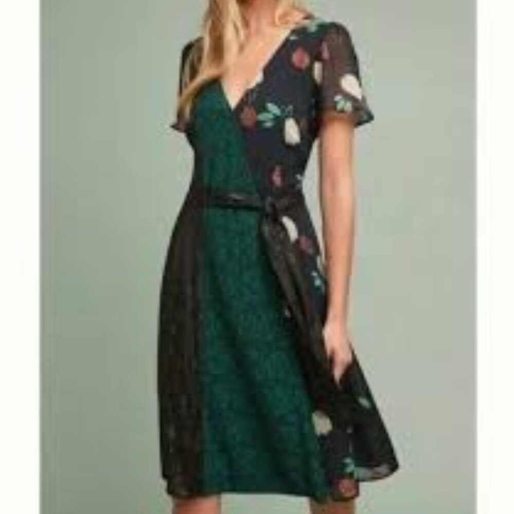 Anthropologie Black and Green Ciao Bella Floral Midi Dress by Moulinette Soeurs - Picture 2 of 16